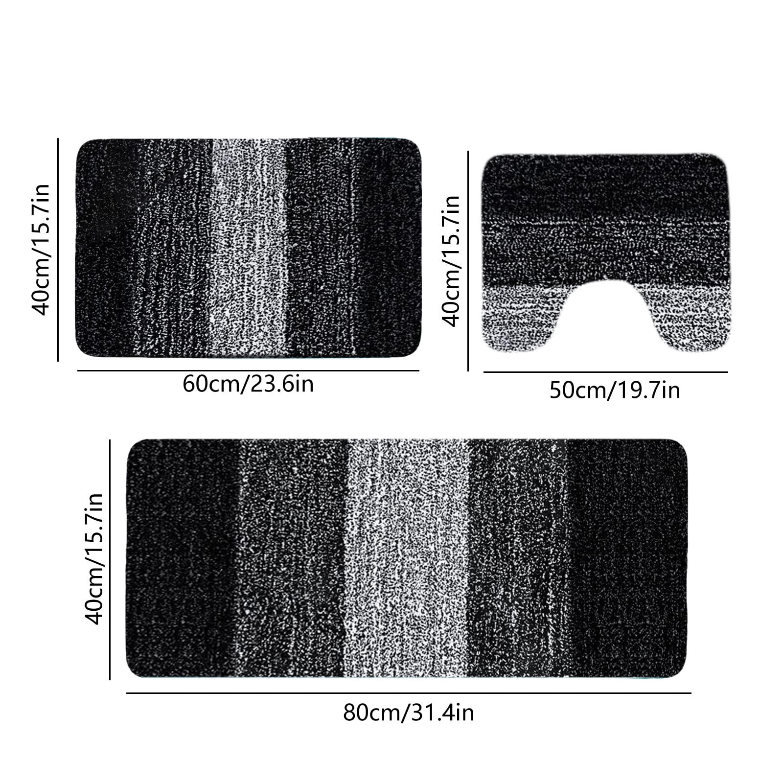 CasaChic 4-Piece Microfiber Foam Bathroom Rug Set, Absorbent Non-Slip Machine Washable with U Shaped Toilet Mat, Modern