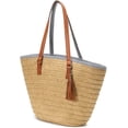 thumbnail image 2 of Kukuzhu Straw Beach Bags Tote Tassels Bag Hobo Summer Handwoven Shoulder Bags Purse With Pom Poms, 2 of 6