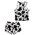 thumbnail image 2 of Xoenoiee Black Cow Print Girls Tankini Swimsuit 2 Piece Bathing Suits Swimwear for Girls Round Neck Swim Tank Top with Bottoms, Size 12-13 Years, 2 of 7