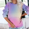thumbnail image 3 of Scyoekwg Sweatshirt for Women Gradient Color Loose Long Sleeve Casual Fall Sweatshirt Crewneck Sweatshirt with Pocket Pullover Girls Sweatshirt(Purple,S), 3 of 6