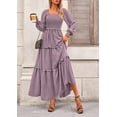 thumbnail image 3 of Vestido PRETTYGARDEN 2025 Maxi con Mangas Largas y Fruncido Gris Púrpura Talla S, 3 of 8