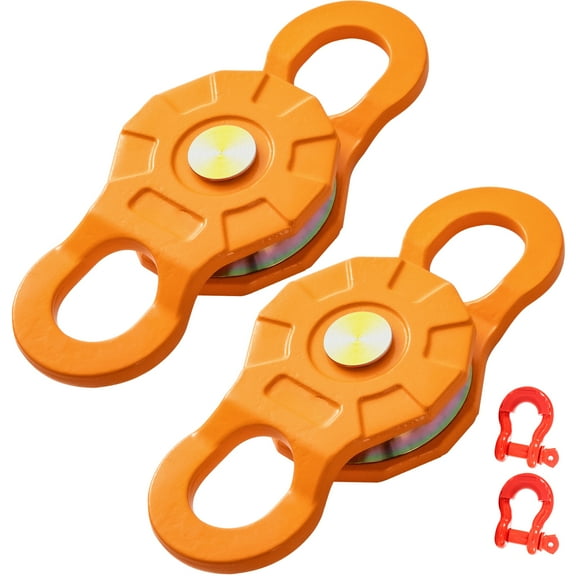 KFFKFF Snatch Block, 11T/25,000 LBS Capacity, Robust Winch Pulley for 0.55"/14 mm Synthetic Rope or Soft Shackles, Off-Road Rescue Gear for Tractor, Truck, ATV & UTV, Set of 2