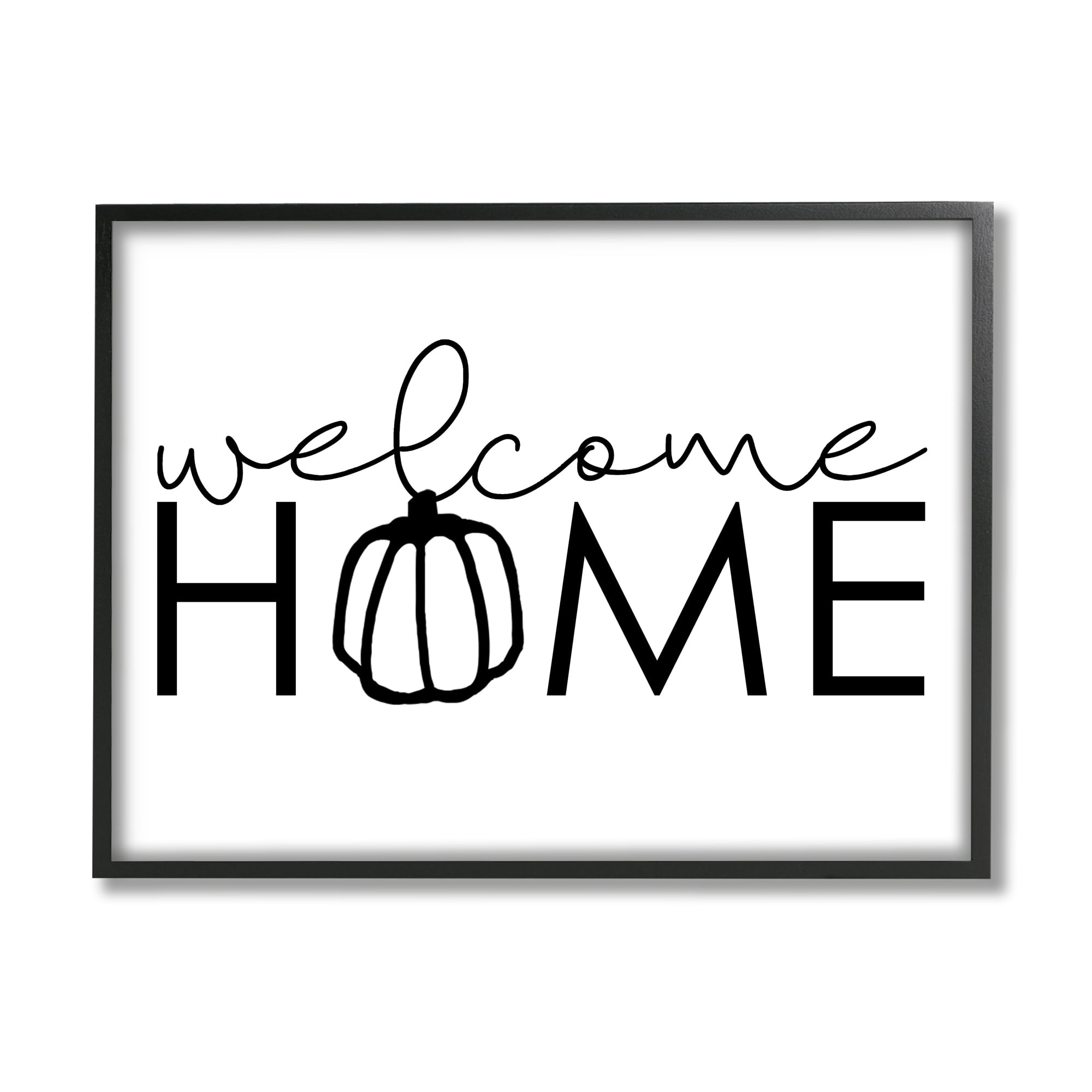 Welcome Home Autumn Typography Phrase Pumpkin Motif Inspirational Graphic Art Framed Art Print Wall Art