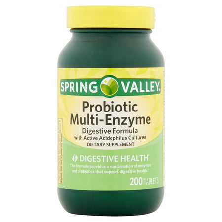 Spring Valley probiotique multi-enzyme digestive Comprimés Formule, 200 count