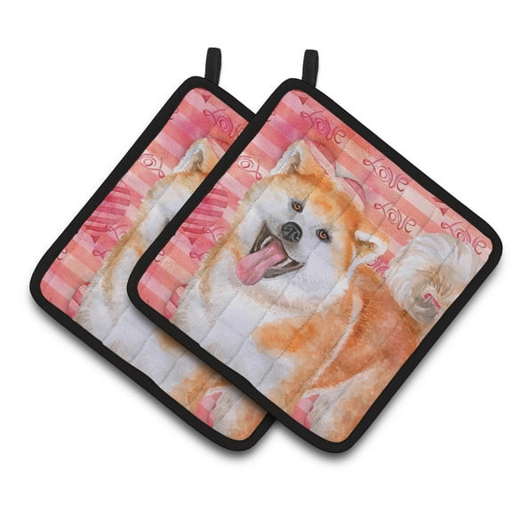 Caroline's Treasures Akita Love Pair of Pot Holders