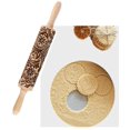 thumbnail image 2 of Mizorlie Rodillo De Amasar En Relieve Con Grabado De Cachemira De 14,9 Pulgadas, Patrón De Flores De Copo De Nieve Navideño, Rodillo De Madera Grabado Con Láser En 3D Para Hacer Masa De Galletas, Past, 2 of 4