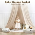 thumbnail image 5 of Dog Toy Basket, Toy Box and Bin for Dog Cat Storage, 13.5" X 11" X 5"(15L) Small Woven Rope Basket for Baby Storage, Closet, Living Room, White & Brown, 5 of 7