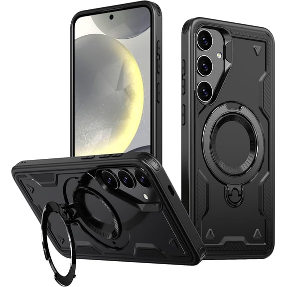 REQO Magnetic Case for Samsung Galaxy S25 Case with Stand [Compatible with MagSafe] Military Drop Protection Shockproof Durable Soft TPU  PC Slim Phone Case for Samsung Galaxy S25