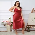 thumbnail image 2 of Women's Plus Size Long Slip Dress Nightgowns Sexy Lingerie Adjustable Strap Maxi Dress Silky Gown V Neck Sleep Dress, 2 of 6