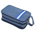 thumbnail image 3 of Toiletry Storage Bag, Dirt Resistant Keep  Dry Wet Separation Makeup Organizer Bag 2 Color Stripe Easy Access  For Earrings For Brushes Blue, 3 of 8