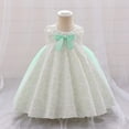 thumbnail image 2 of Toddler Girl Dress Sleeveless Solid Bowknot Mesh Flower Party Pageant Dress Dresses for Girls Green 6-12 Months, 2 of 5