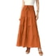 thumbnail image 1 of Faldas Boho para Mujeres Inspire Chic, Falda Maxi de Playa con Cintura Elástica Fruncida, A-Line, de Verano, Talla S, Naranja Oscuro, 1 of 6