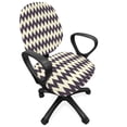 thumbnail image 1 of Chevron Office Chair Slipcover, Horizontal Narrow Sharp Edged Zig Zags Classical Simplistic with Retro Effects, Stretch Decorative Fabric Cover, Standard Size, Dark Blue Cream, by Ambesonne, 1 of 5