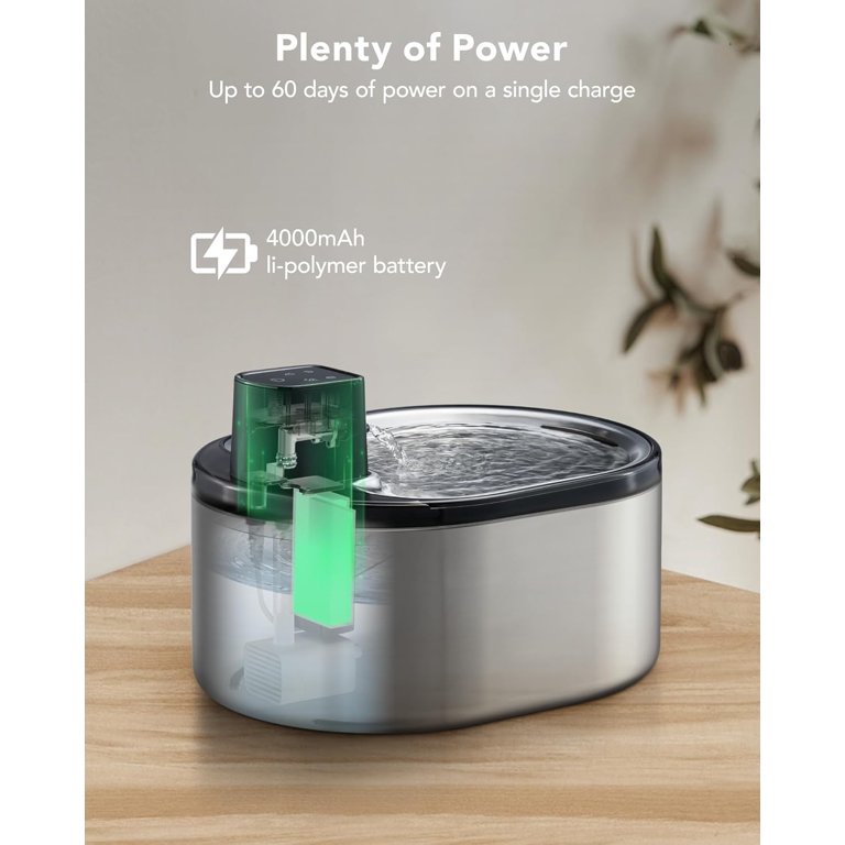 Smartoo 152oz/4.5L Wireless Cat Water Fountain - Stainless Steel, Battery & Motion Sensor, Ultra Quiet