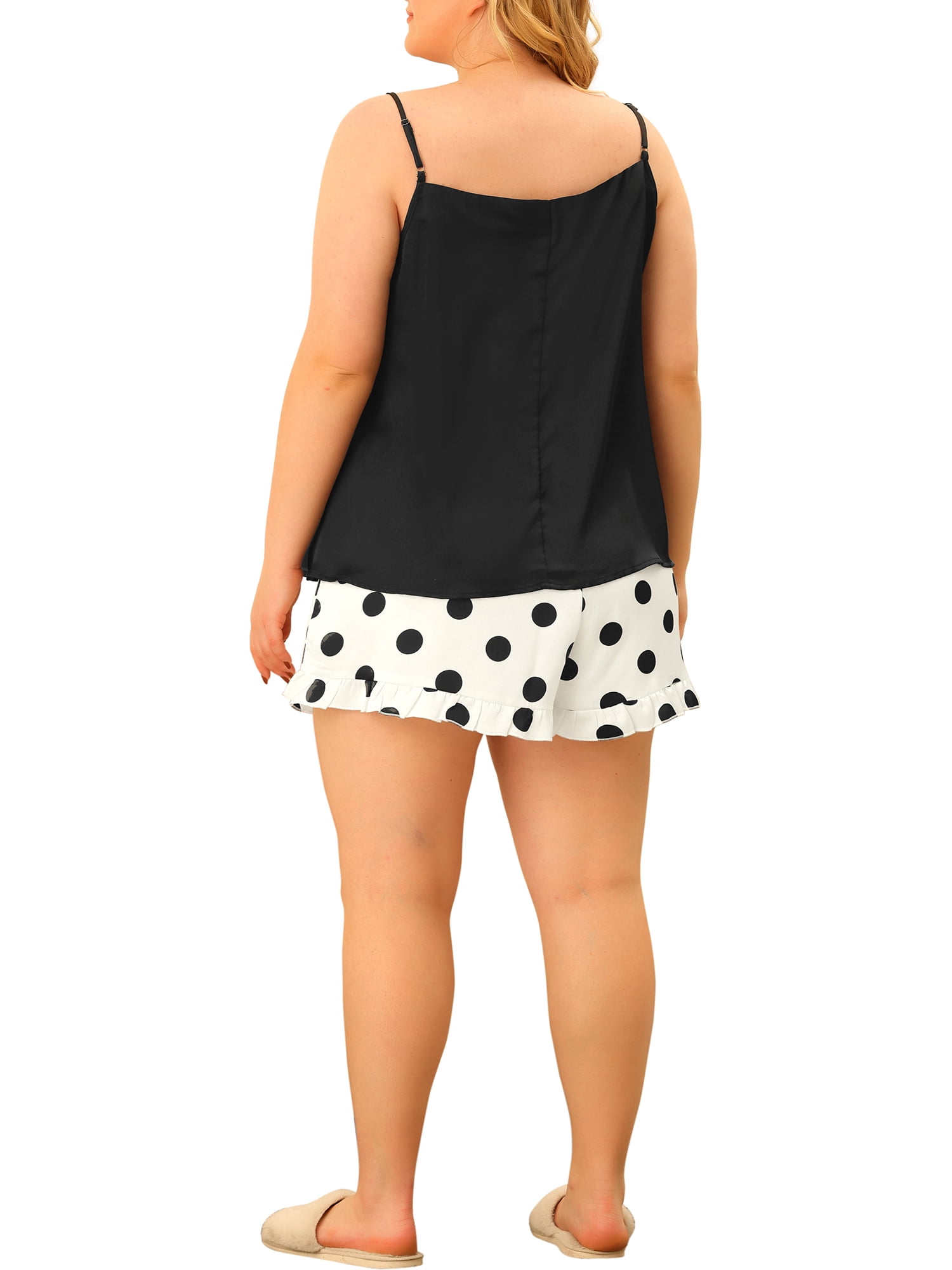 Unique Bargains Women's Plus Size Pajama Sets Lingerie 2 Piece Cami Shorts Set Sleepwear