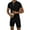 Black, variant on Wyobmus Men's Short Set 2 Piece Summer Beach Outfits Solid 1/4 Zipper Short Sleeve T-Shirts and Drawstring Shorts Set Olive Green