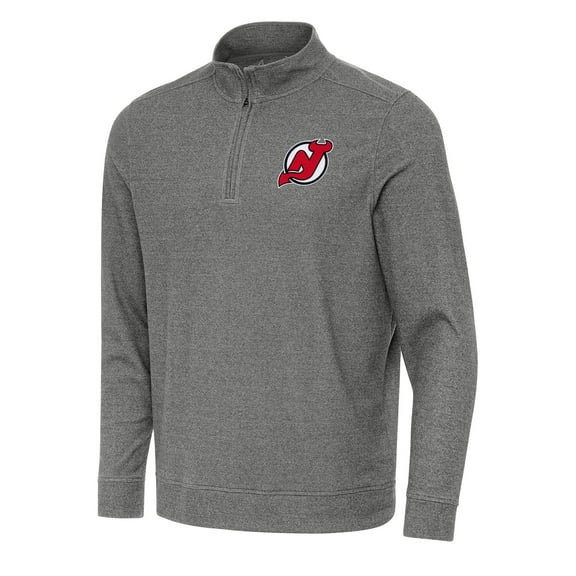 Men's Antigua Heather Black New Jersey Devils Subtle Quarter-Zip Sweatshirt
