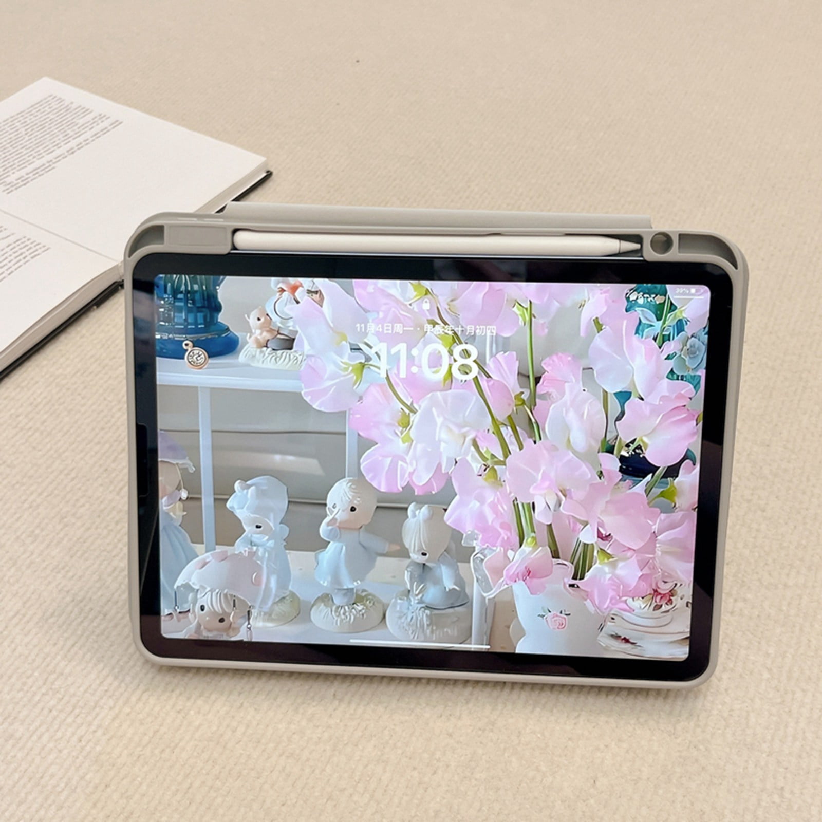 ELEHOLD Premium Tri-Fold Magnetic Tablet Case For Apple iPad 11th(A16) 2025/ 10th Gen 2022 with Pencil Holder, Adjustable Stand Magnetic Detachable Shockproof Back Cover ,Gray