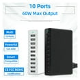 thumbnail image 2 of 60W 10Port USB Charger Charging Station Dock Multi USB Charger Desktop Mobile Phone Charge ,Portable Station, 2 of 6