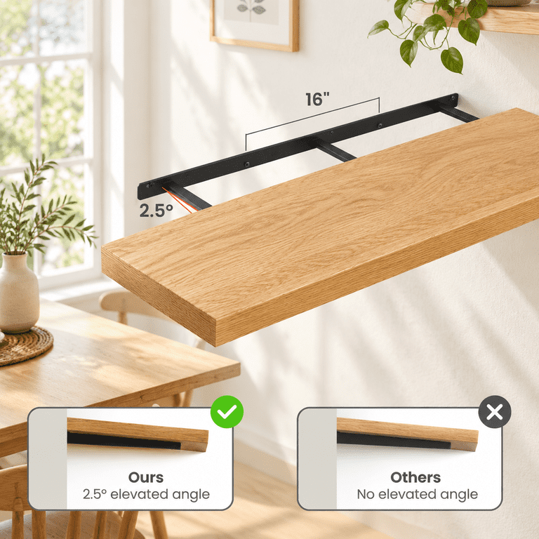 40 In Floating Shelves For Wall Decor Color Oak Pack 2 - Walmart.com