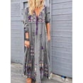 thumbnail image 2 of Vestido largo con estampado floral bohemio Cuello en V Cordón con cordones Ropa de manga larga Speravity AP000133-17B, 2 of 6