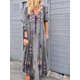 thumbnail image 2 of Vestido largo con estampado floral bohemio Cuello en V Cordón con cordones Ropa de manga larga Vogacara AP000133-18B, 2 of 5
