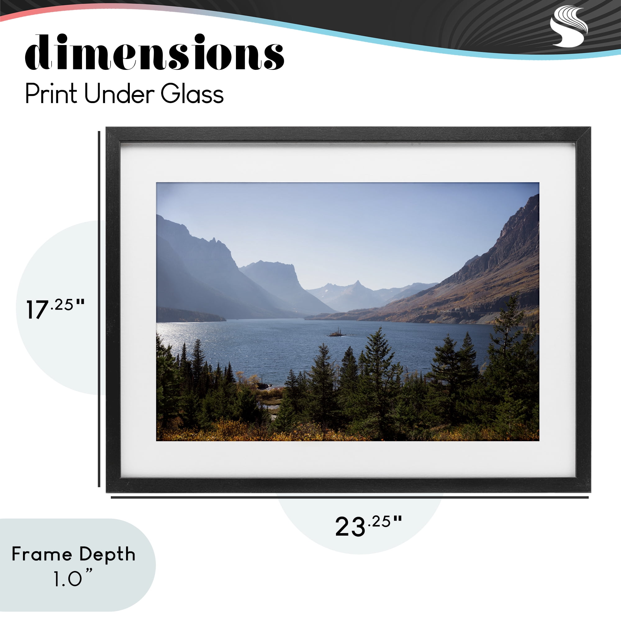 Stupell Industries Cliffs Overlooking Lake Black Framed Print Under Glass, design by Carol Robinson