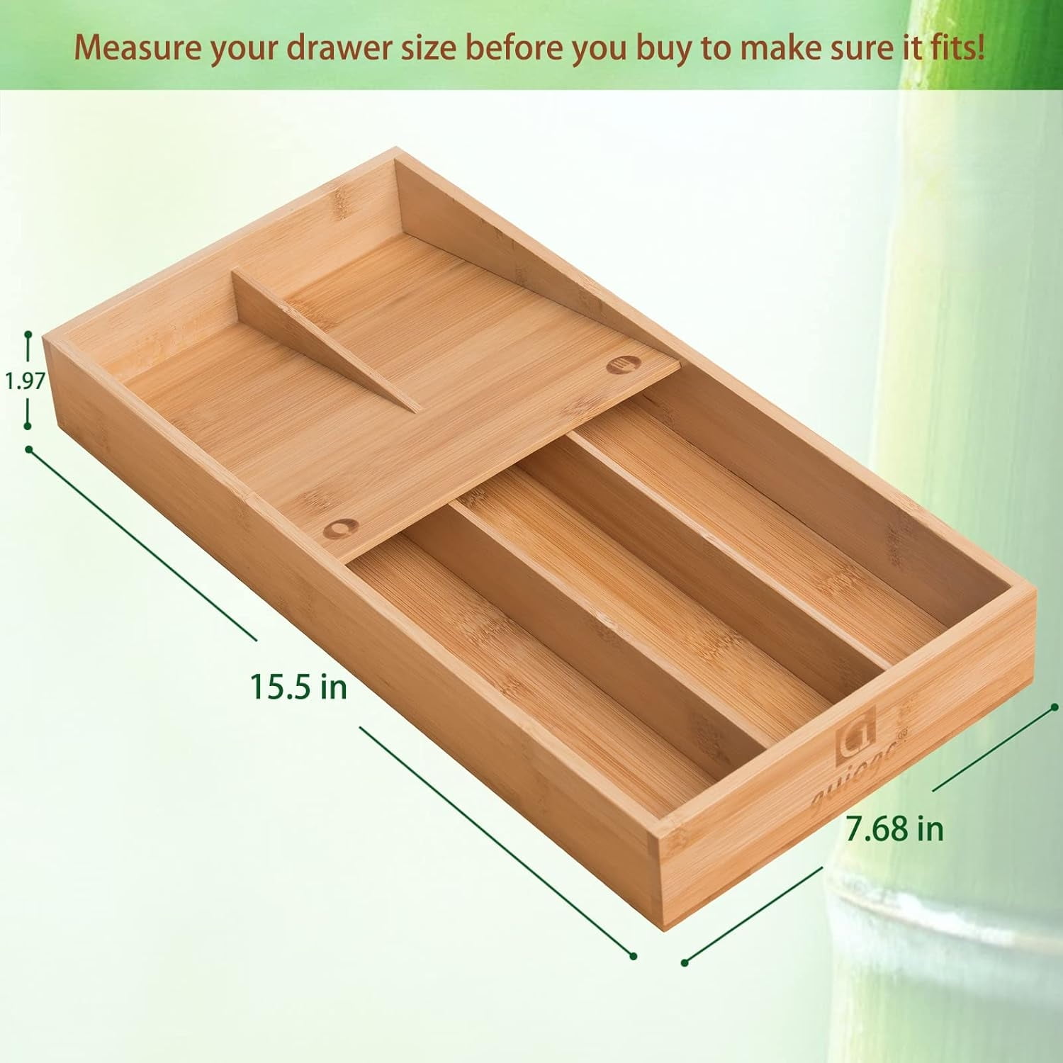 AllWays Plaza Bamboo silverware tray organizer, Utensil Holder and Cutlery Tray for Drawer, Kitchen Drawer Organizer Divider for Spoons Forks Knives