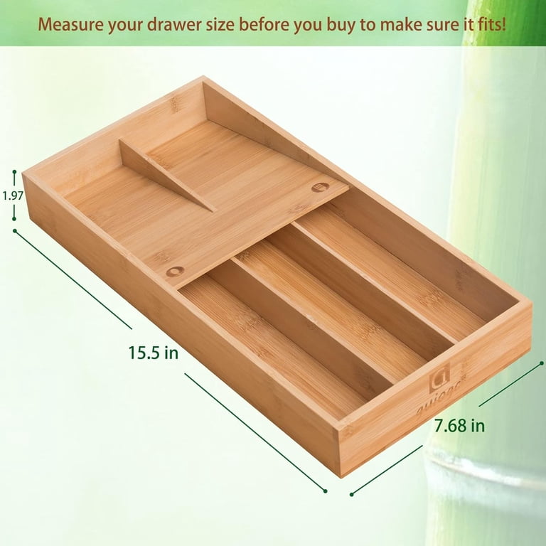 Cozee Bay Adjustable Bamboo Drawer Organizer - Utensil & Cutlery Tray For Kitchen, Desk, Bathroom