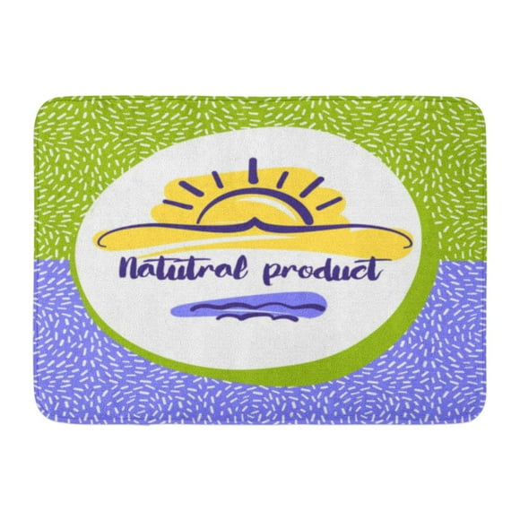 YUSDECOR Bio Green Food Sketch for Farm Eco Product Design Style Sun and Abstract Wave for Market Badge Brand Rug Doormat Bath Mat 23.6x15.7 inch