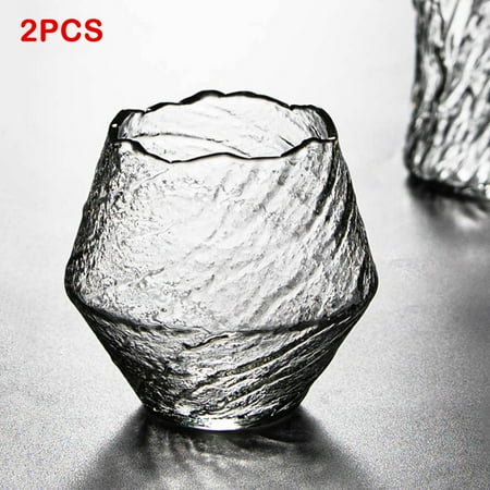 

2pcs Japanese Handmade Hammered Whiskey Glass Heat-resistant Juice Cup Liquor Whisky Crystal Wine Glass TOPOINT