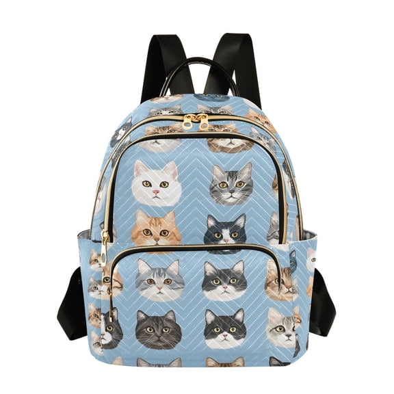FORMRS Mini Backpack Purse for Women Quilted Travel Daypack Casual Shoulder Bag, Vibrant Cute Cat