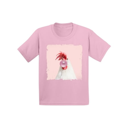 Awkward Styles Funny Cock with Gum Cock Clothing Cock Lovers Funny Gifts for Kids Childrens Outfit Cock Tshirt Cock Toddler Shirt Toddler T Shirt Kids Outfit New Animal Collection Pink Bubble Shirt