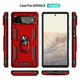 thumbnail image 2 of Compatible with Google Pixel 6 Case Built-in 360 Ring Holder Kickstand, Extreme Protection Military Armor Magnetic Car Dual Layer Protective Heavy Duty Phone Cover For Google Pixel 6,Red, 2 of 8