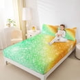 thumbnail image 3 of jejeloiu Green Orange Sparkle Print Bed Sheets Kids,Colorful Gradient Pattern King Sheets For Girls,4-Piece, 3 of 6