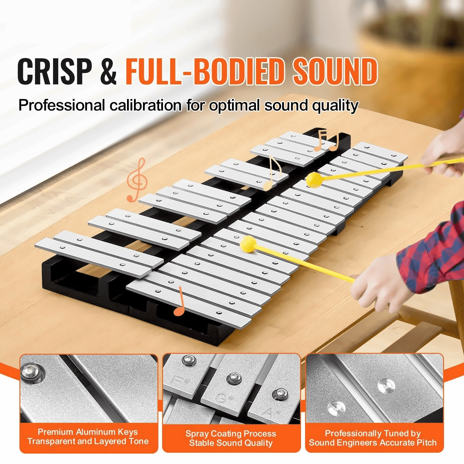 30 Note Glockenspiel Xylophone Bell Kit, Percussion Instrument with Mallets, Drum Sticks and Carrying Bag, Professional Glockenspiel Xylophone Percussion Instrument Set for Students & Adults
