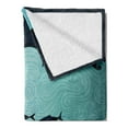 thumbnail image 2 of Fish Soft Flannel Fleece Throw Blanket, Surreal Ornate Swirl Waves and Group of Fish with Nautical Under the Sea Theme, Cozy Plush for Indoor and Outdoor Use, 60" x 80", Blue Turquoise, by Ambesonne, 2 of 5