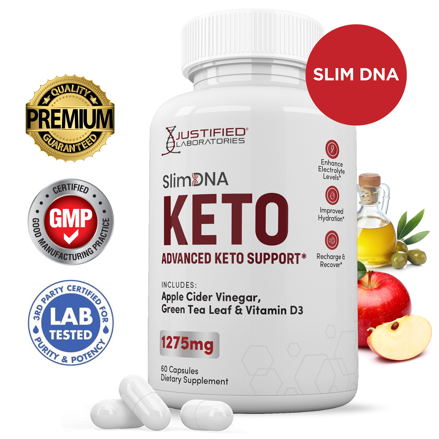 Slim DNA Keto ACV Pills 1275mg Alternative to Gummies Dietary Supplement 60 Capsules