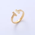 thumbnail image 5 of Anillo abierto con incrustaciones de circonitas de estilo moderno y fresco para estudiantes femeninas en forma de T doble, adecuado para uso diario, 5 of 5