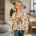 thumbnail image 3 of Garronmavis Capybara Girls Long Sleeve T-Shirts Size 11-12 Versatile Daisy Tie Hem Front Clothing Tops Stylish Kids Basic Soft Long Sleeve Tees Top Fashion Crewneck Pullover Blouse, 3 of 7