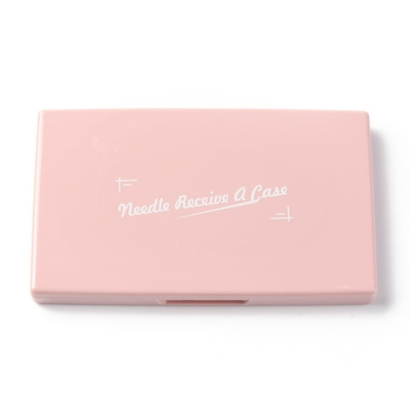 Magnetic Needle Storage Case Stitching Sewing Pin Plastic Box Rectangle Pink 11x6.8x1cm