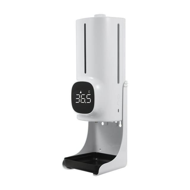 Dispensador automático de jabón montado en la pared de 1500ml, dispensador de desinfectante de manos, termómetro infrarrojo sin contacto con 18 idiomas