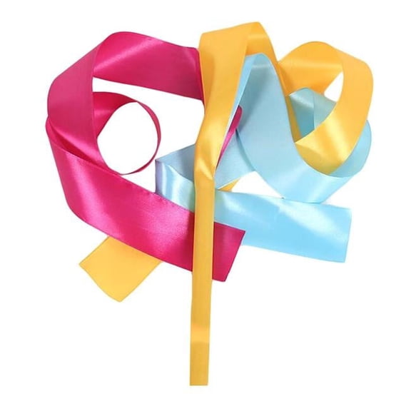 Dancing Props Kids Gymnastics Ribbon, Blue, Yellow & Rose - 2 Piece