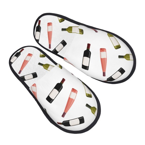 House Slippers for Women Men - Green Pink Black Bottle Lightweight House Shoes Fuzzy Slippers, Soft Slip-On Cozy House Slippers for Woman Indoor Outdoor