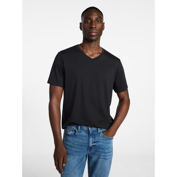 George Men's and Big Men's V Neck Tee with Short Sleeves, Sizes S-3XL