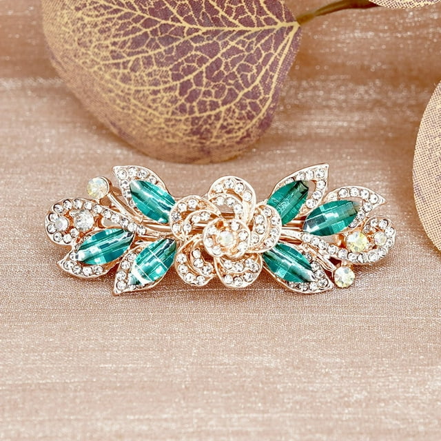 Barrettes Accessoires Pince à Cheveux Barrette Fleur Strass Brillance Décorative pour Femmes et Filles