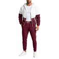 thumbnail image 4 of Men's Retro Windbreaker Tracksuits Set Long Sleeve Full Zip Running Sports Sweatsuit Color Block 2 Piece Outfits Commuting, 4 of 7