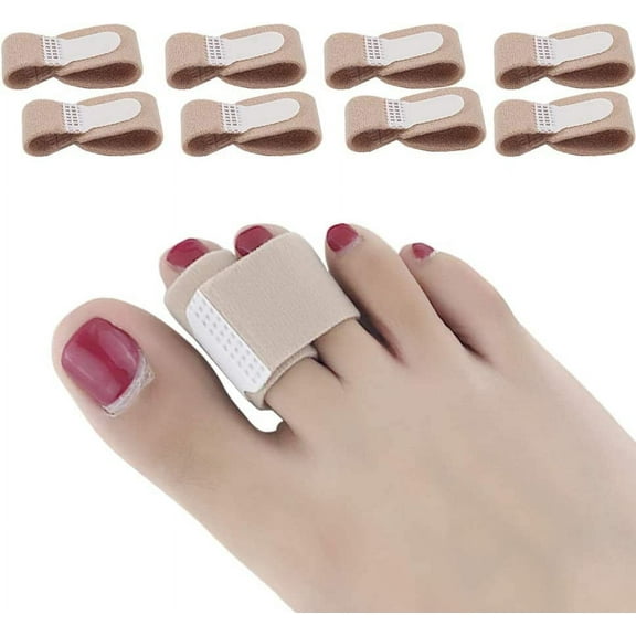 Broken Toe Wraps, 8 Pcs/Pack, Fabric Toe Splint Toe Cushioned Bandages Finger Protectors Straightener Hammer Toe Separators