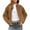 Brown, variant on Hueook Women Jacket Womens Cropped Pea Coats Zip Up Short Casual Jackets Barn Fall Outerwear with Pockets Brown S