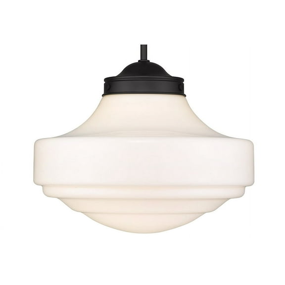 Golden Lighting Ingalls 1-light 16in Pendant in Matte Black and Vintage Milk Glass